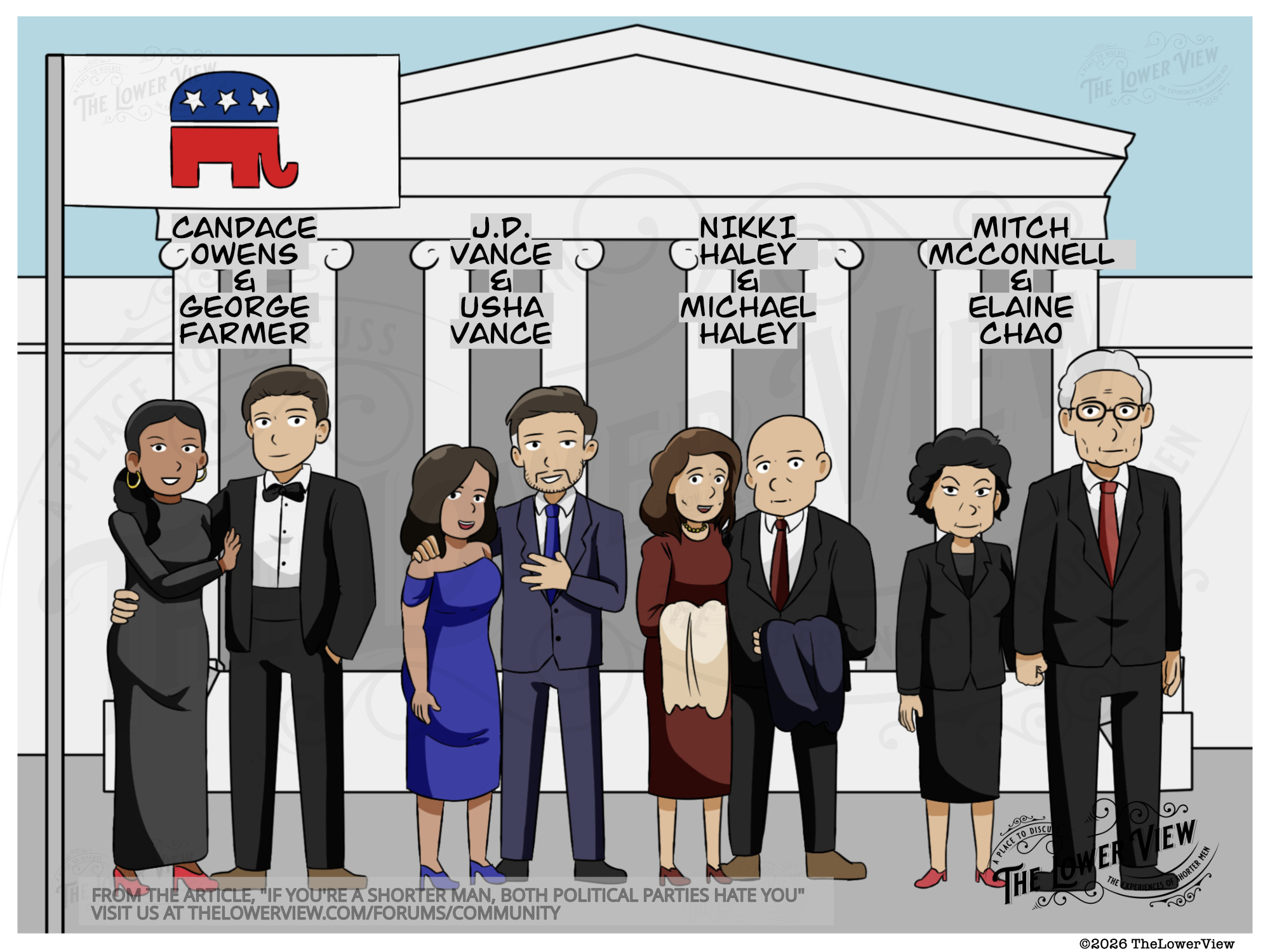 Many Right Wing Couples Feature Tall Conincidentally White Male Partners | Candace Owens Usha Vance Nikki Halley Mitch McConnell